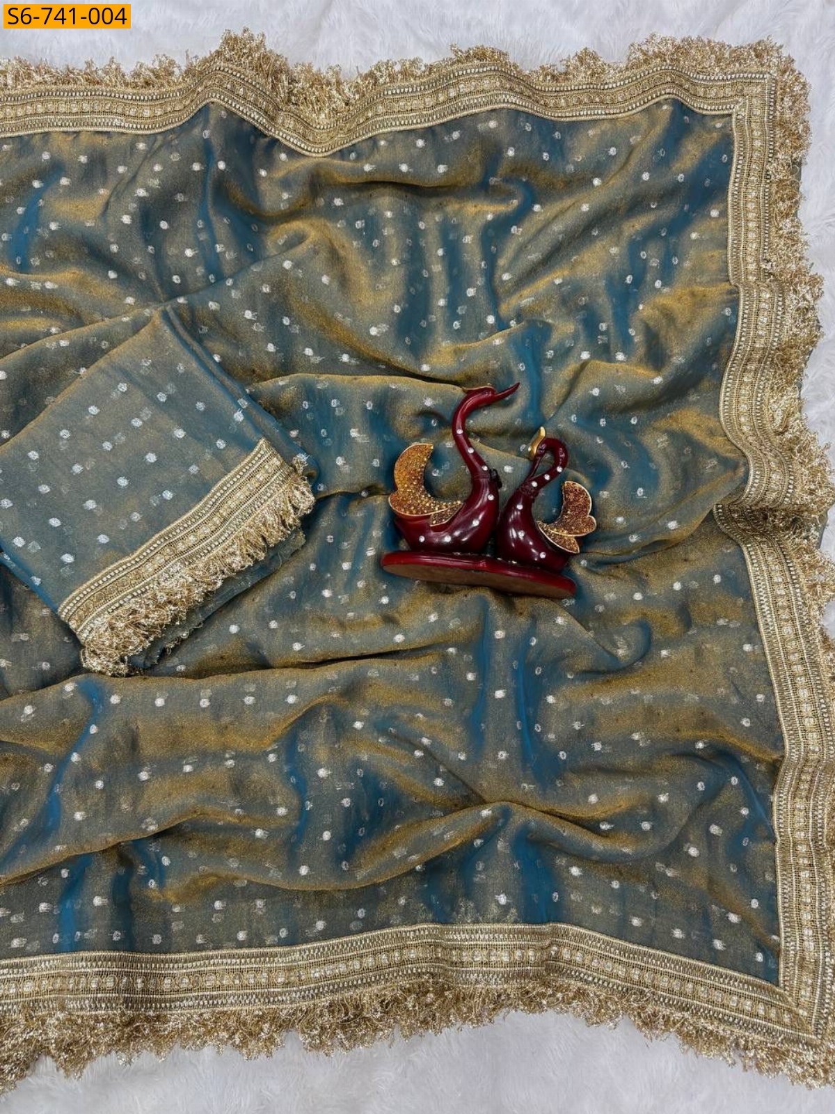 Morpitch Fancy Moss Silk Saree 