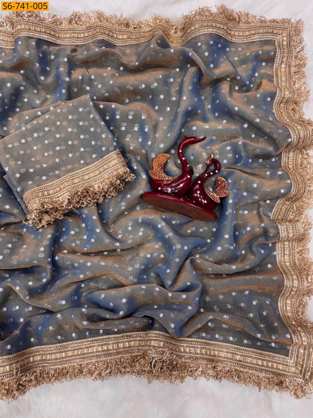 Copper Fancy Moss Silk Saree 