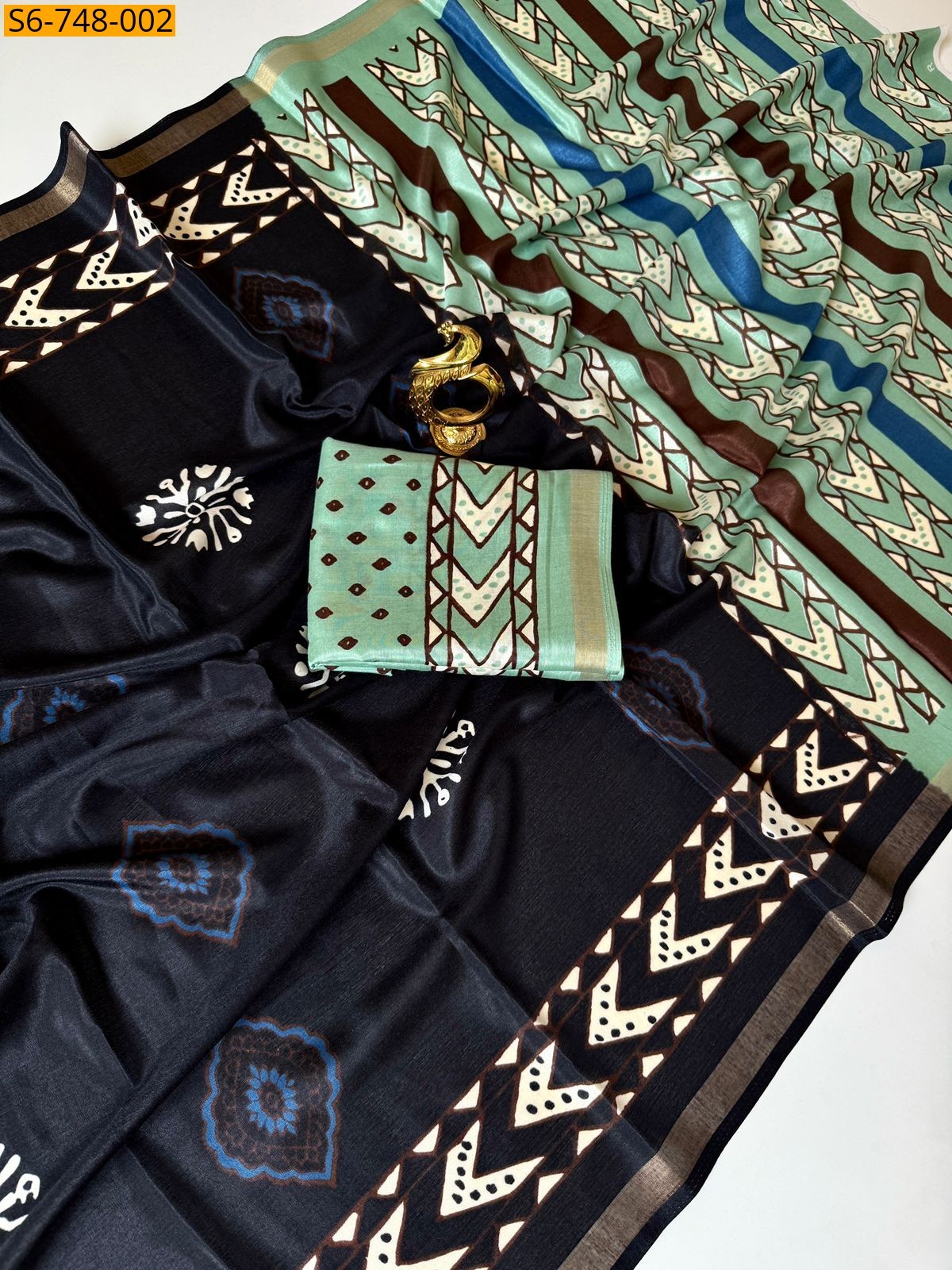 Black Fancy Mul Cotton Saree