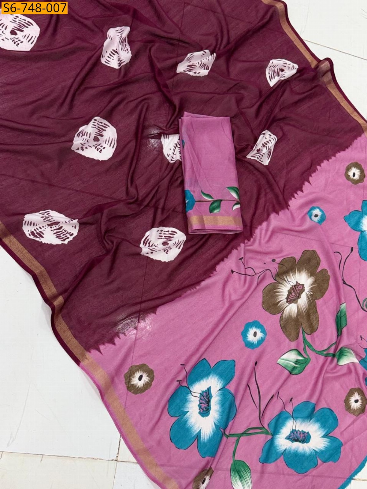 Maroon Mul Cotton Sarees