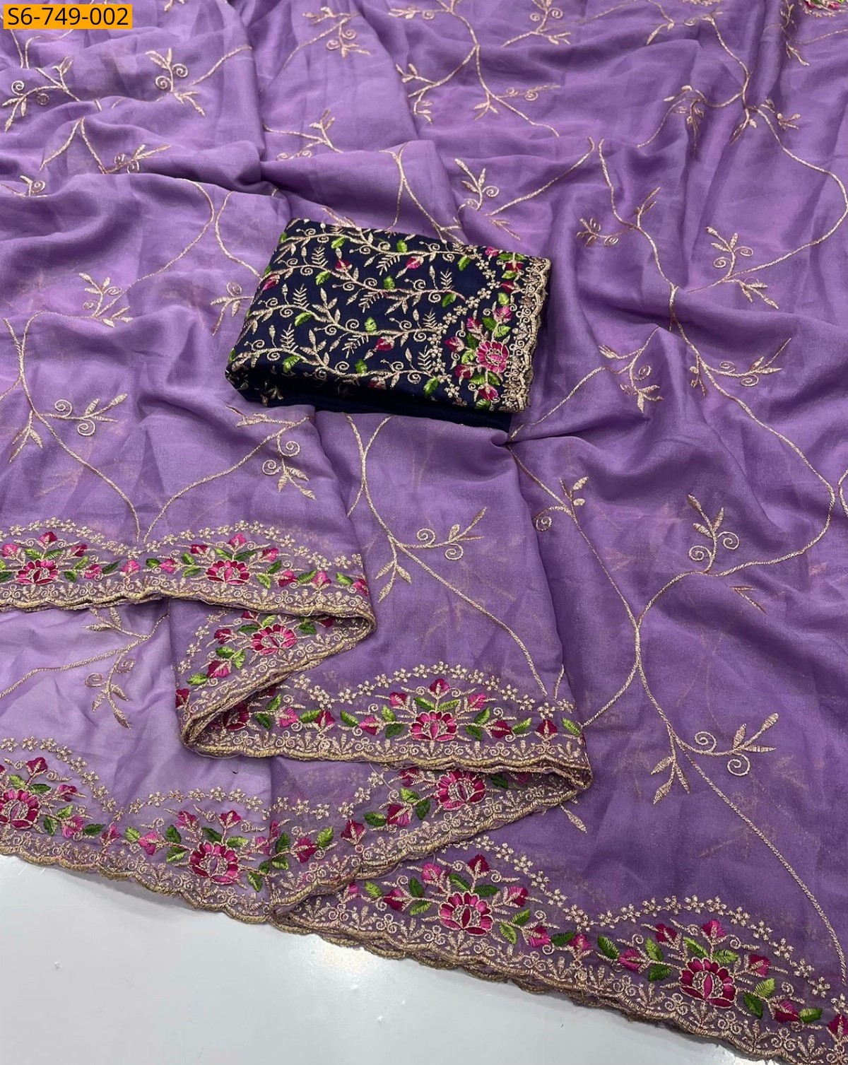 Lavender Star Georgette Saree