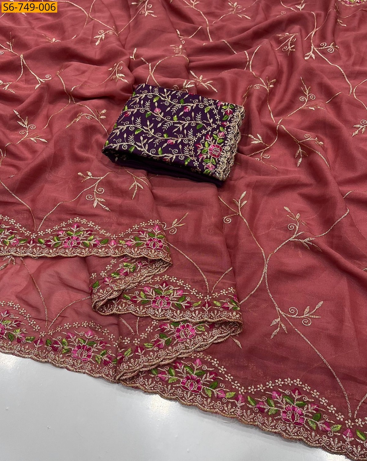 Red Star Georgette Saree