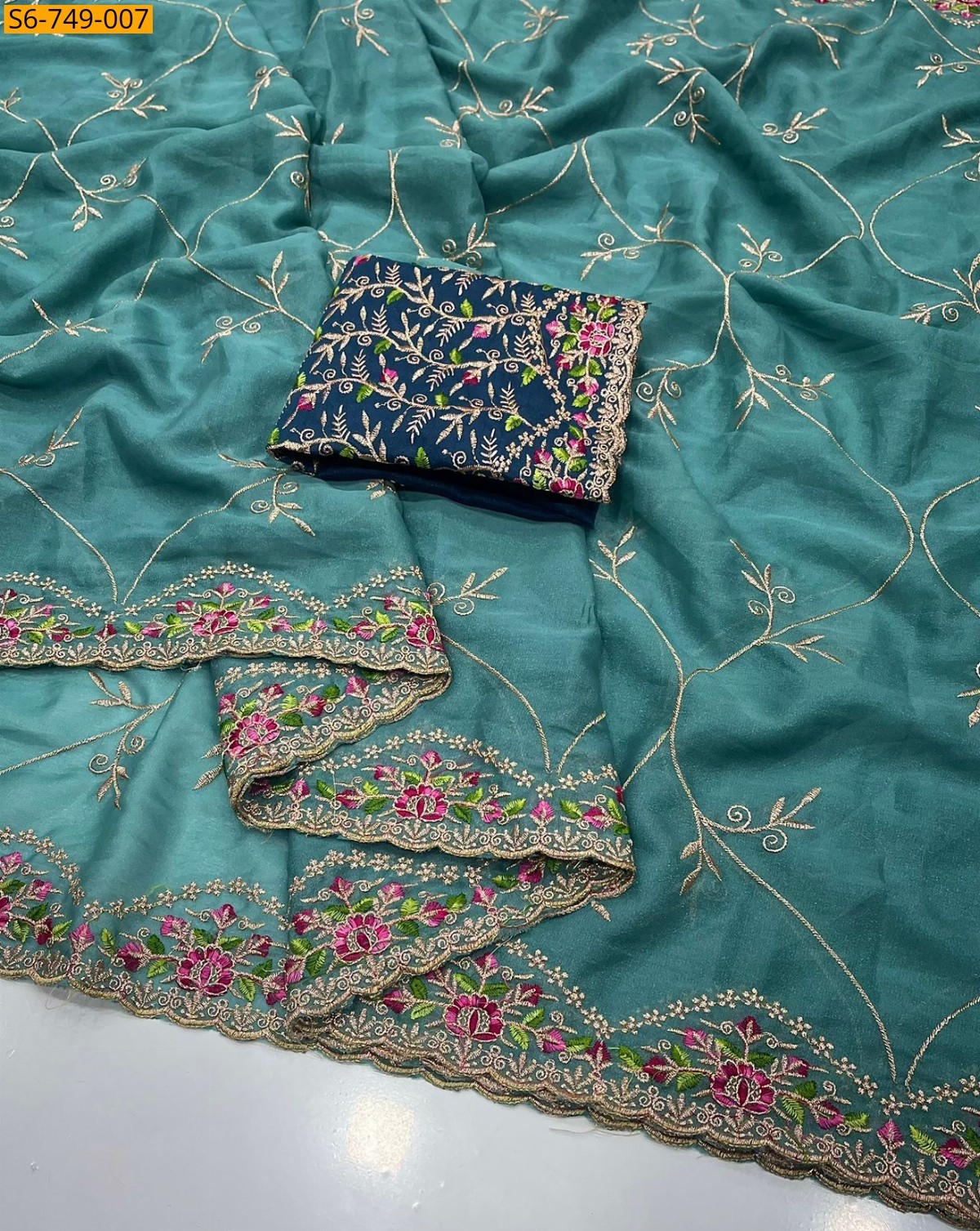 Rama Green Star Georgette Saree