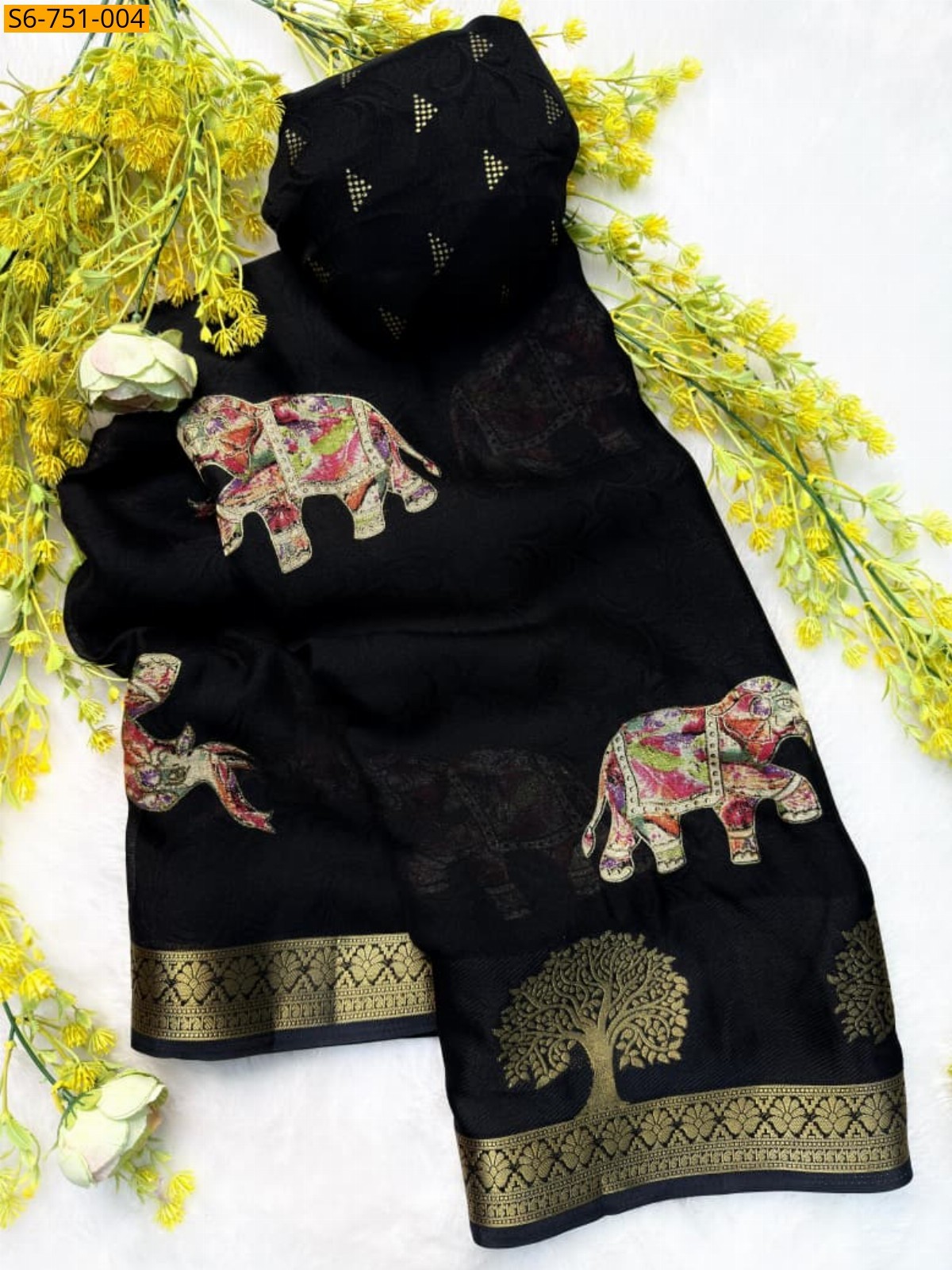 Fancy Marshmellow Saree - Black