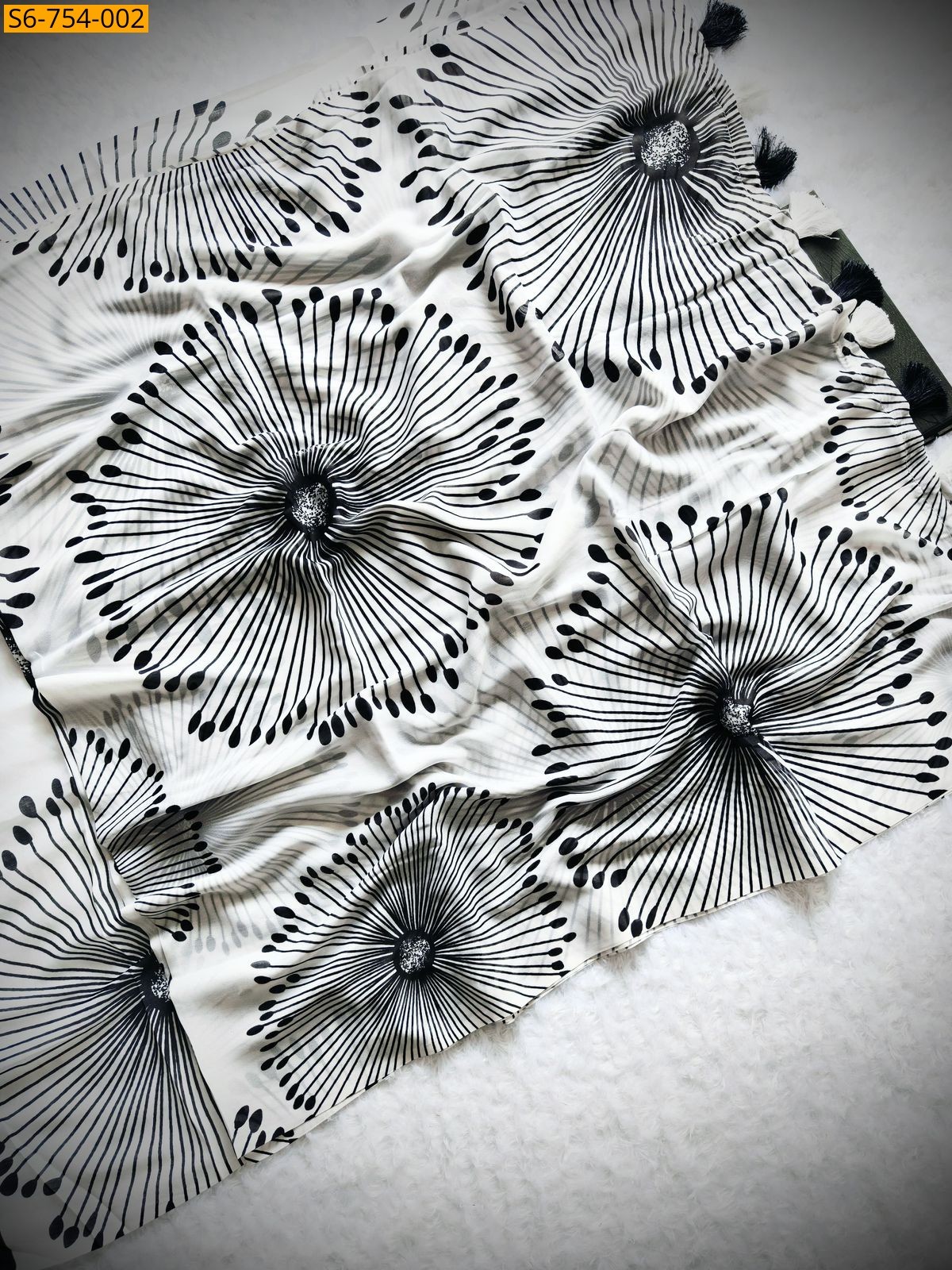 White Fancy Marshmallow Georgette Saree