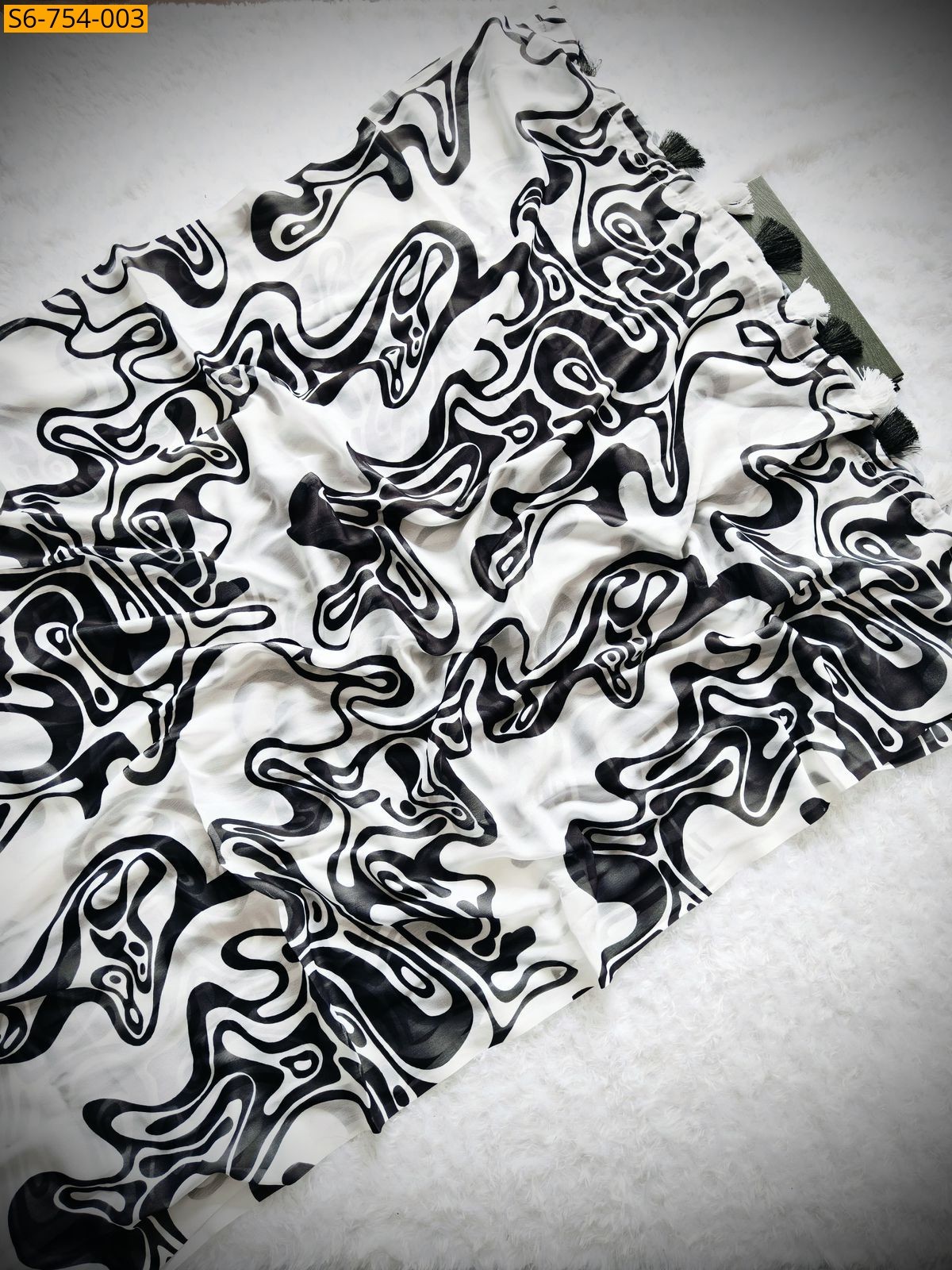 White Fancy Marshmallow Georgette Saree