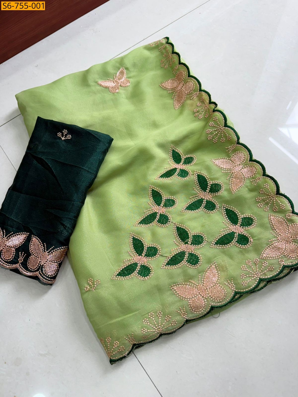 Green Star Georgette Multi Emrodairy Saree