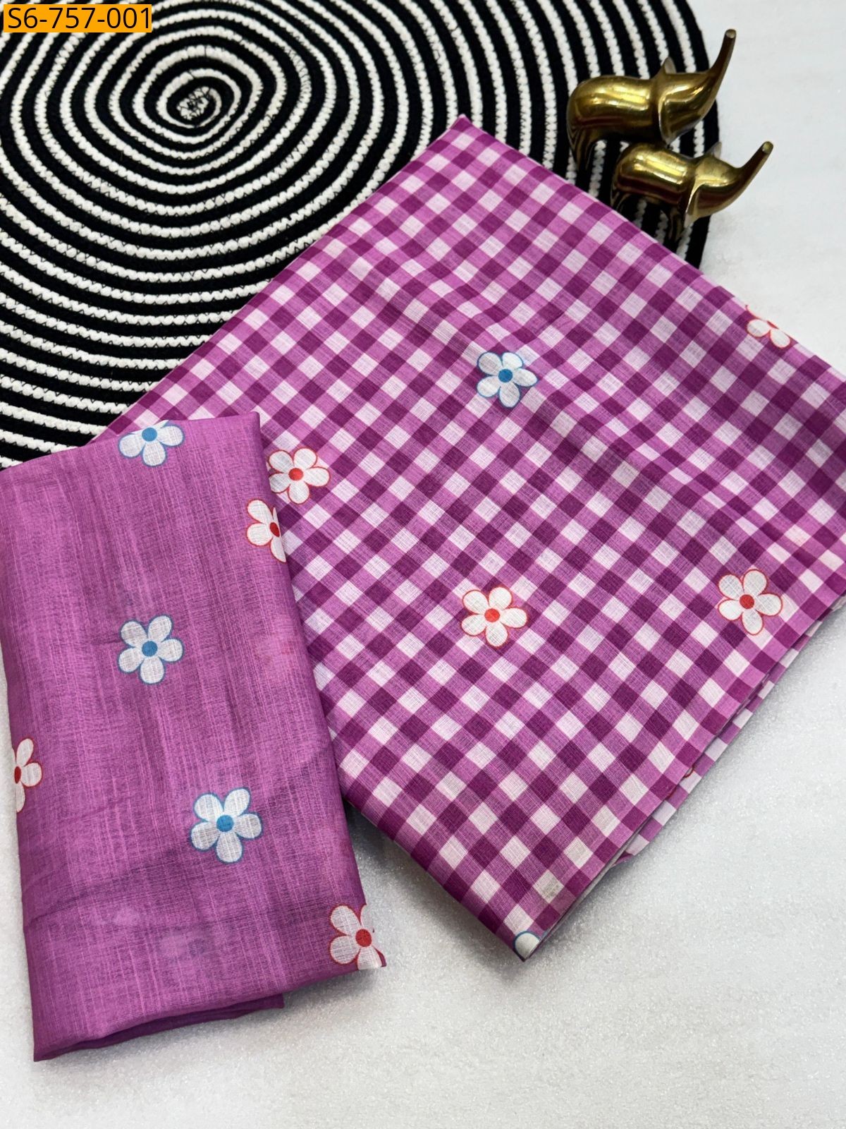 Pink Soft Linen Cotton Saree