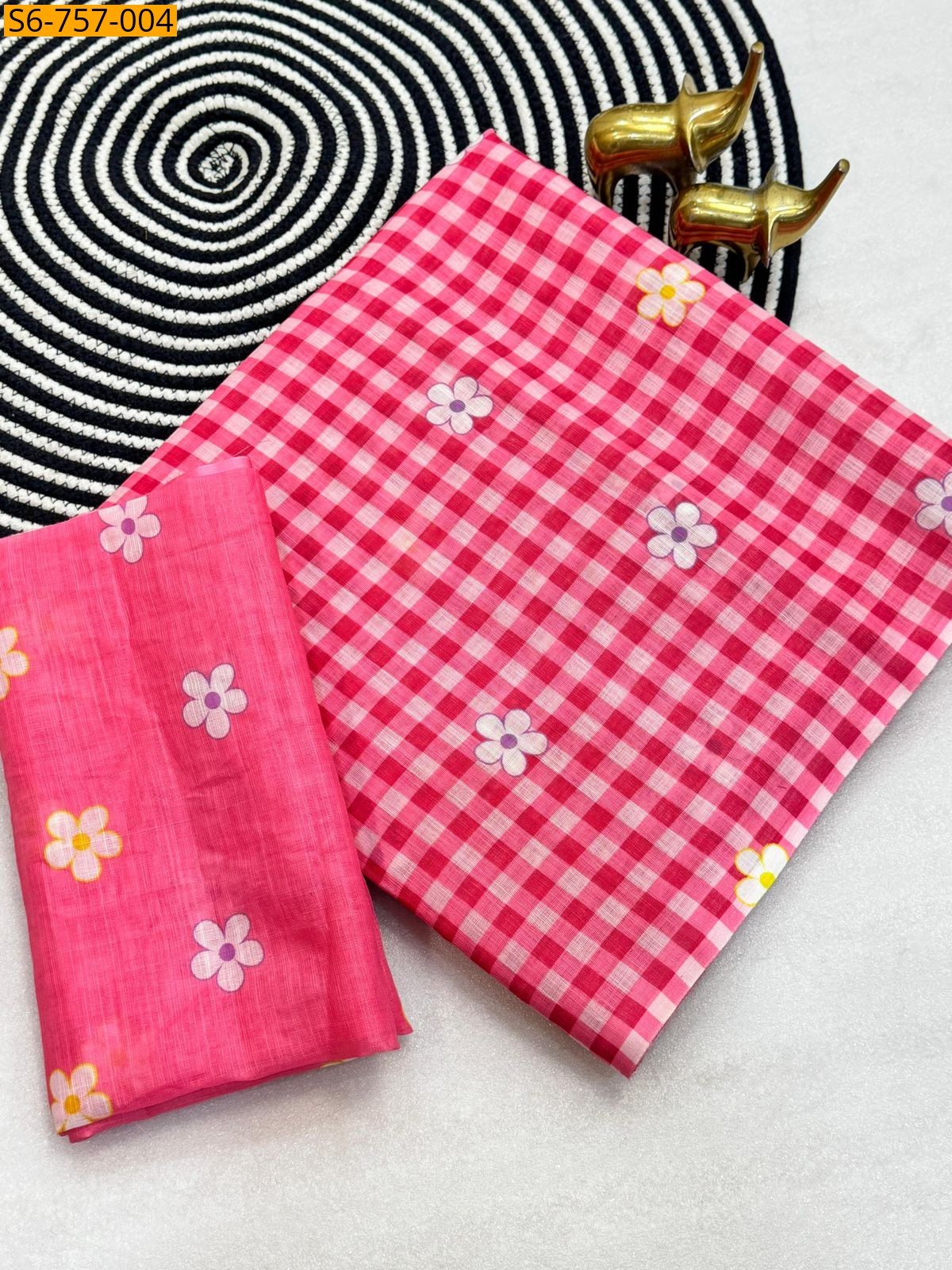 Pink Soft Linen Cotton Saree