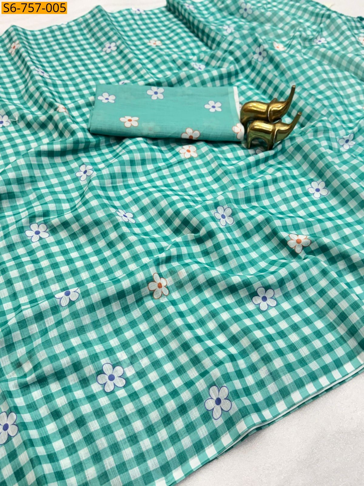 Green Soft Linen Cotton Saree