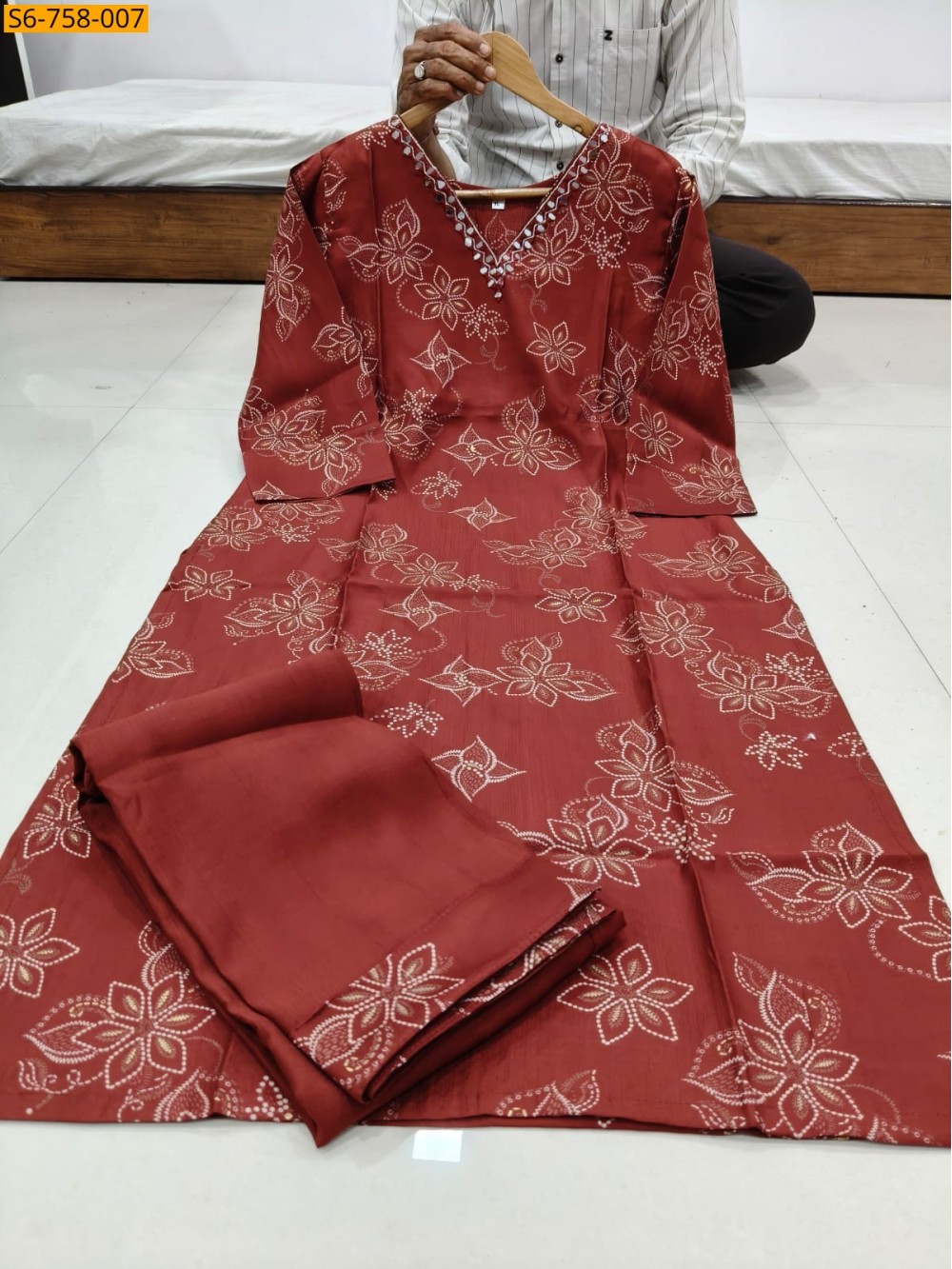 Handwork Straight Kurti With Pant Set