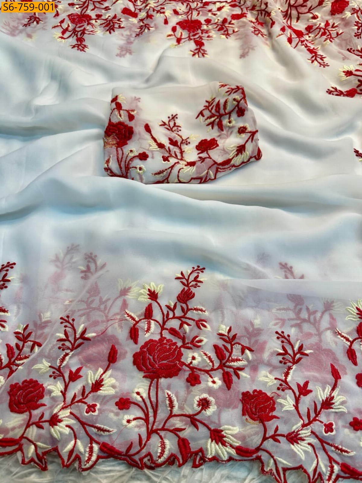 White Fancy Georgette Sarees