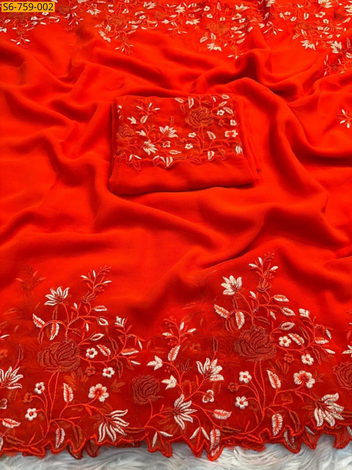 Red Fancy Georgette Sarees