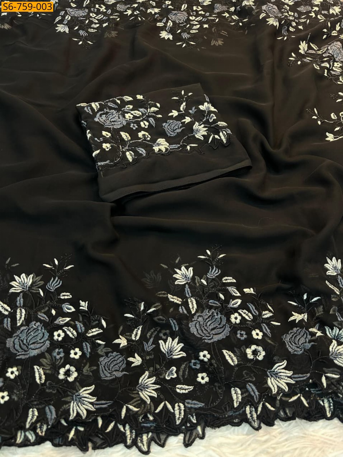 Black Fancy Georgette Sarees