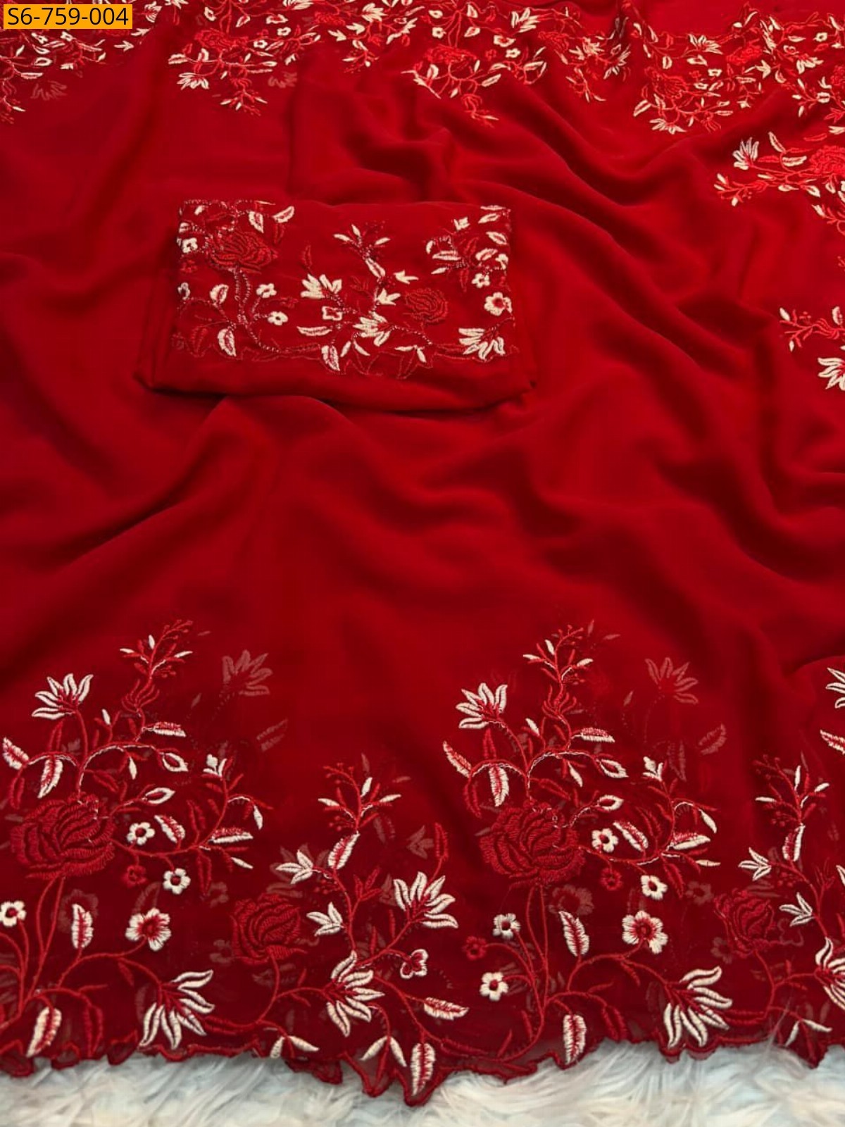 Red Fancy Georgette Sarees