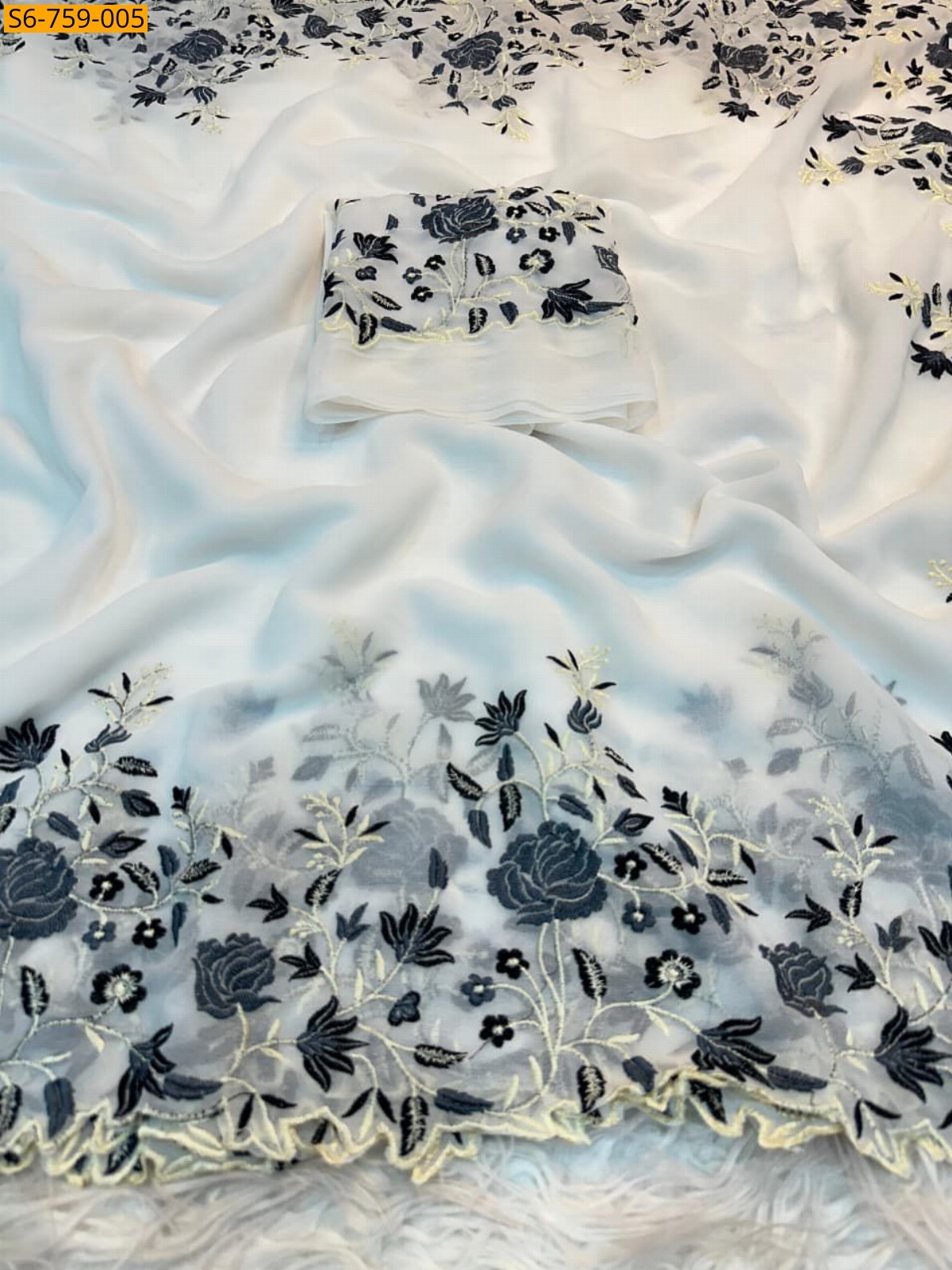 White Fancy Georgette Sarees