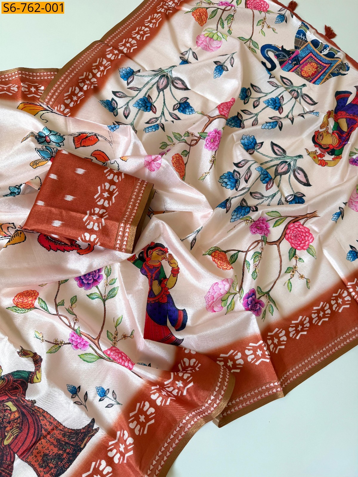 Brick Brown Soft Tusser Silk Sarees