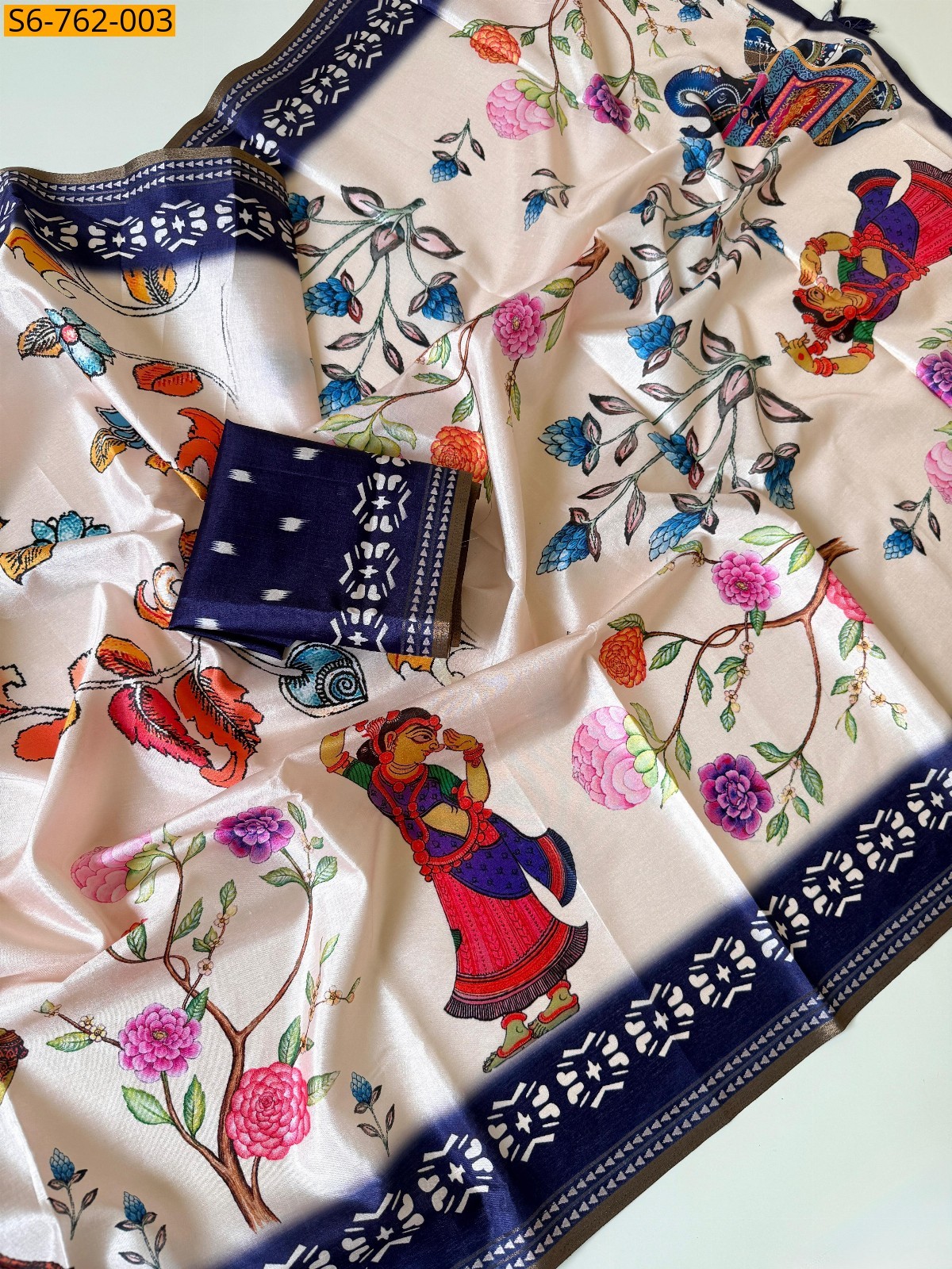 Navy Blue Soft Tusser Silk Sarees