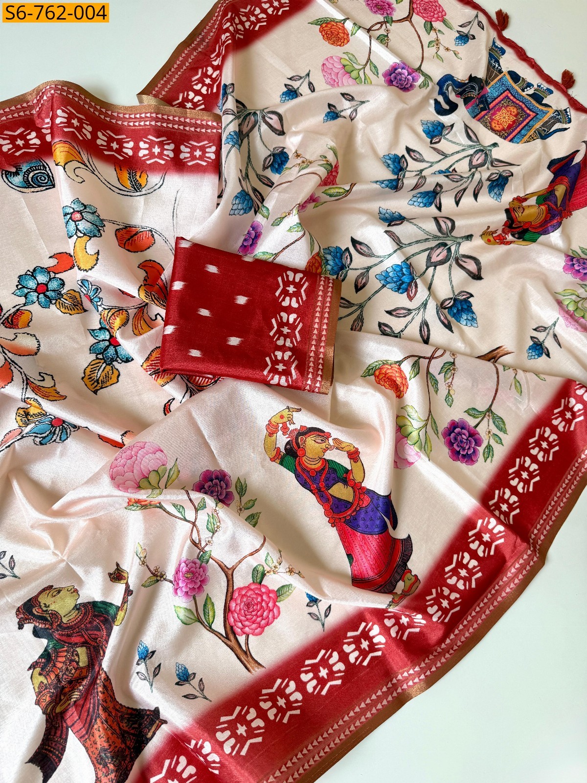 Red Soft Tusser Silk Sarees