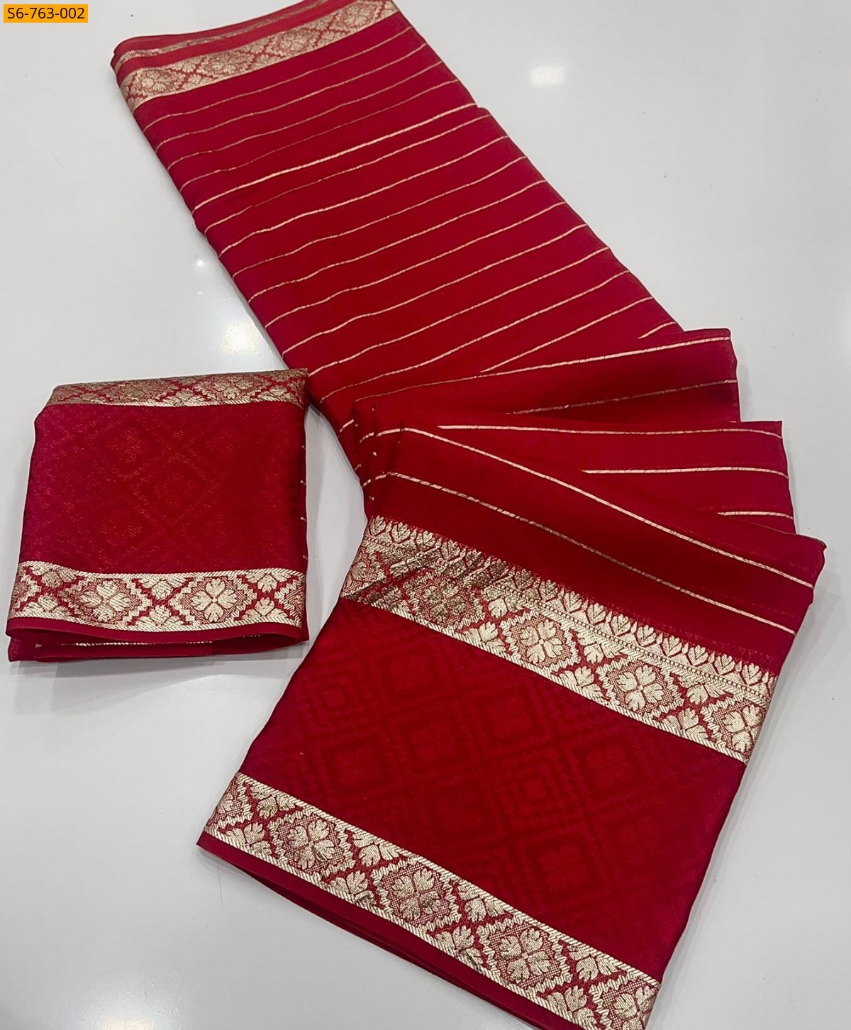 Red Viscose Georgette Saree