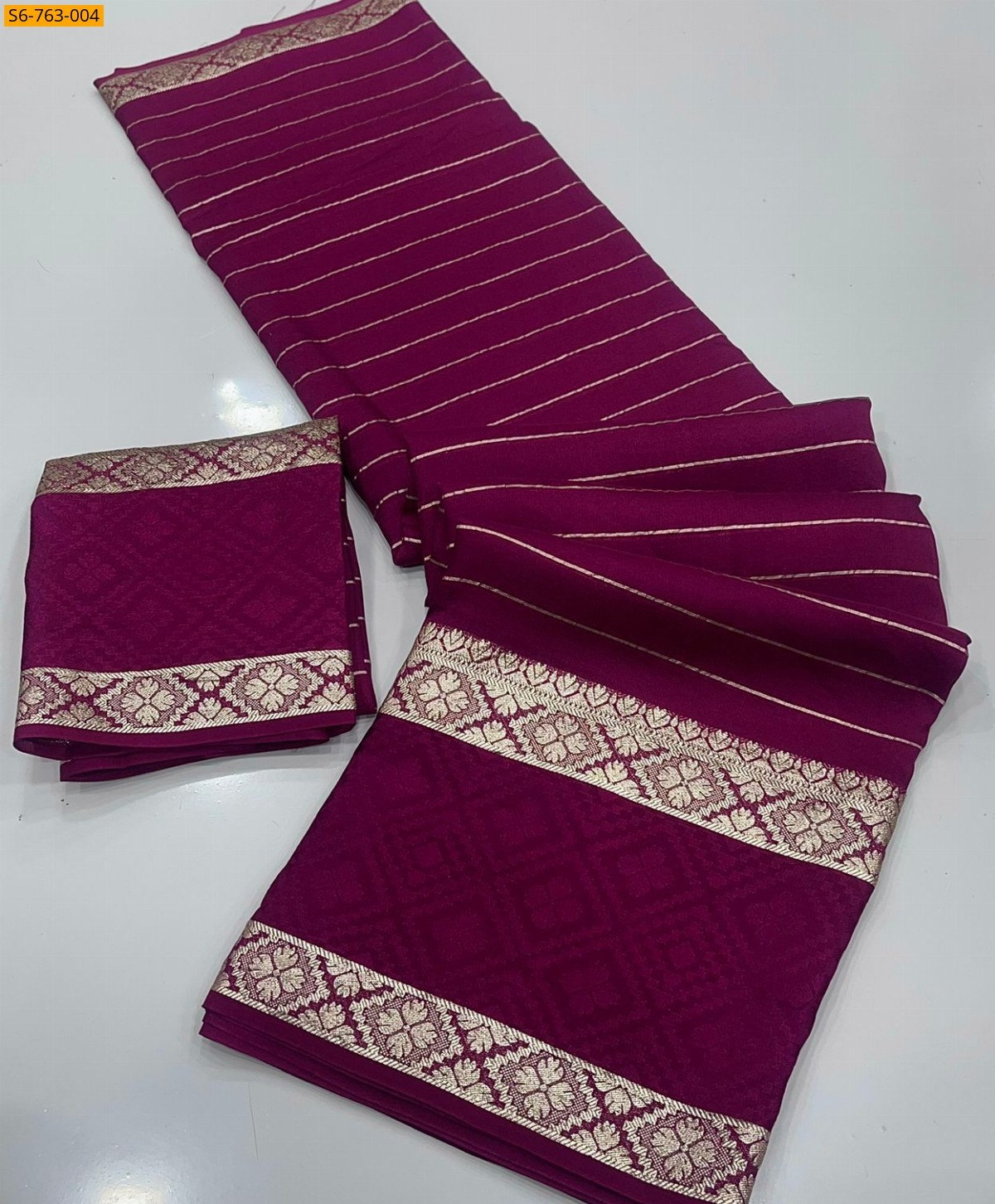 Magenta Viscose Georgette Saree