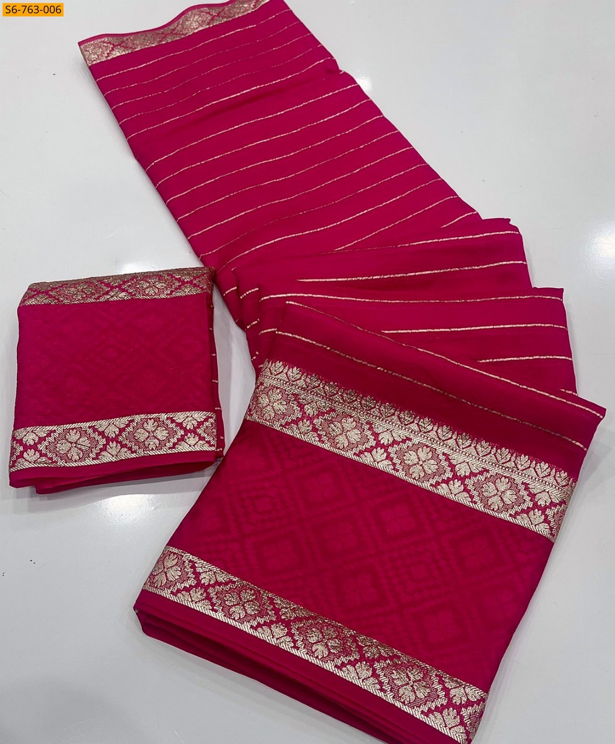Pink Viscose Georgette Saree