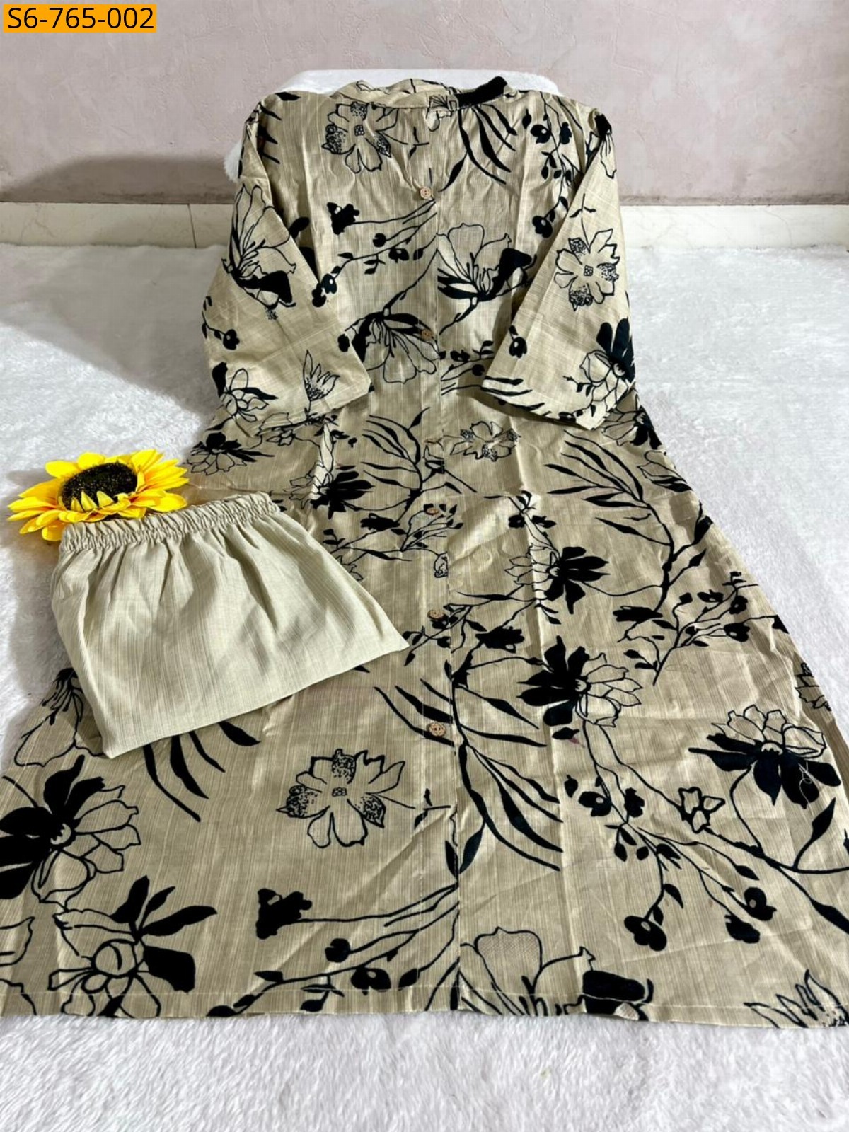 Sandal Cotton Aline Kurti With Pant