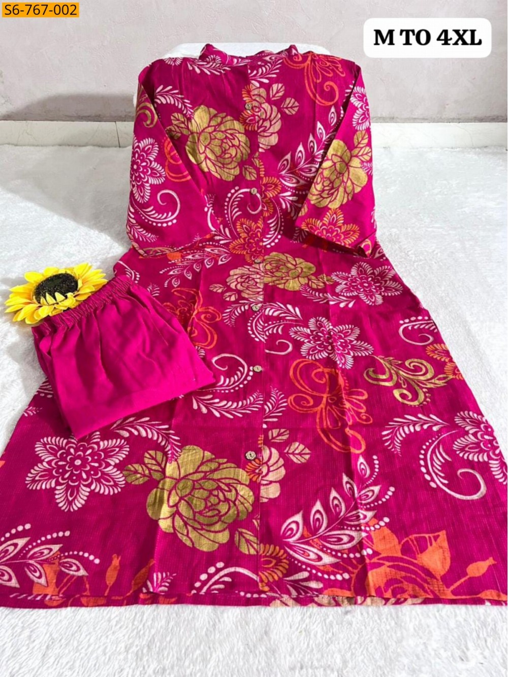 Fancy Cotton Aline kurti With Ankle length Pant