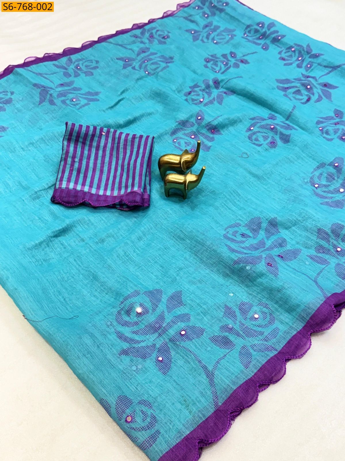 Blue Fancy Soft Linen Cotton Sarees