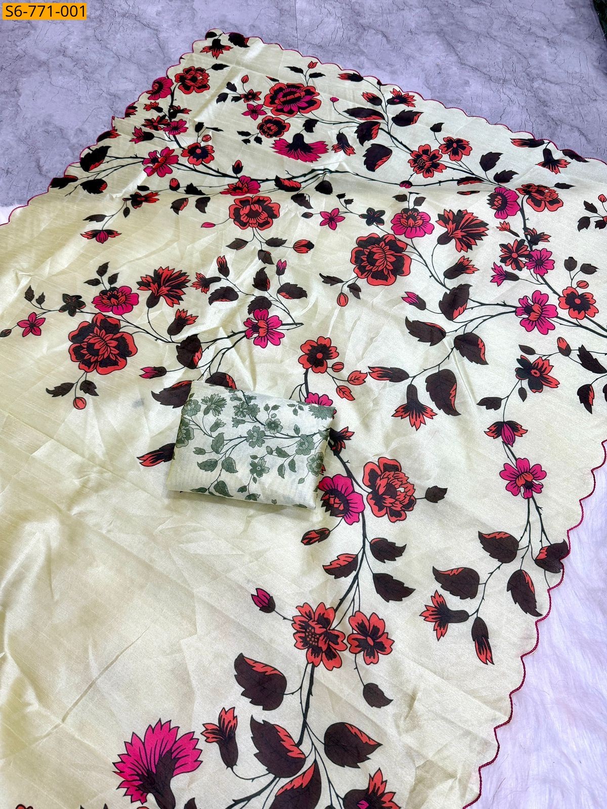 Sandal Semi Tussar  Saree