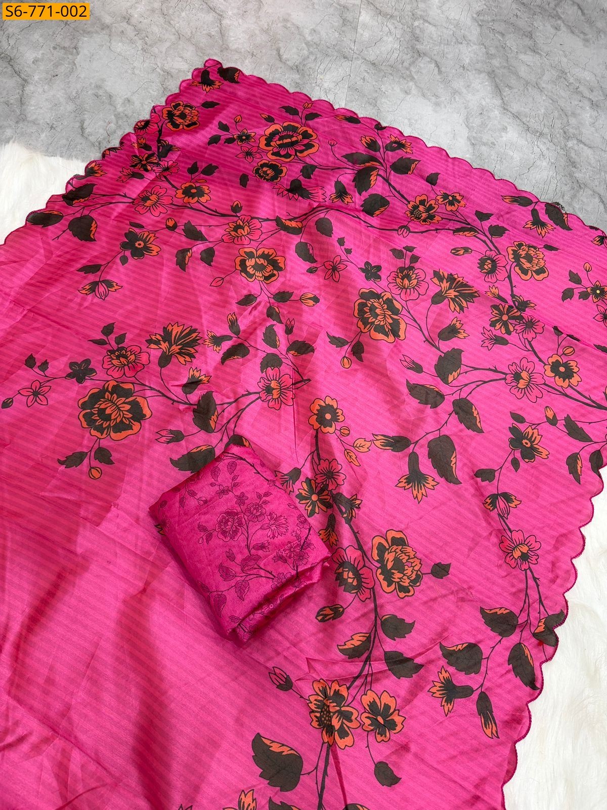 Pink Semi Tussar  Saree
