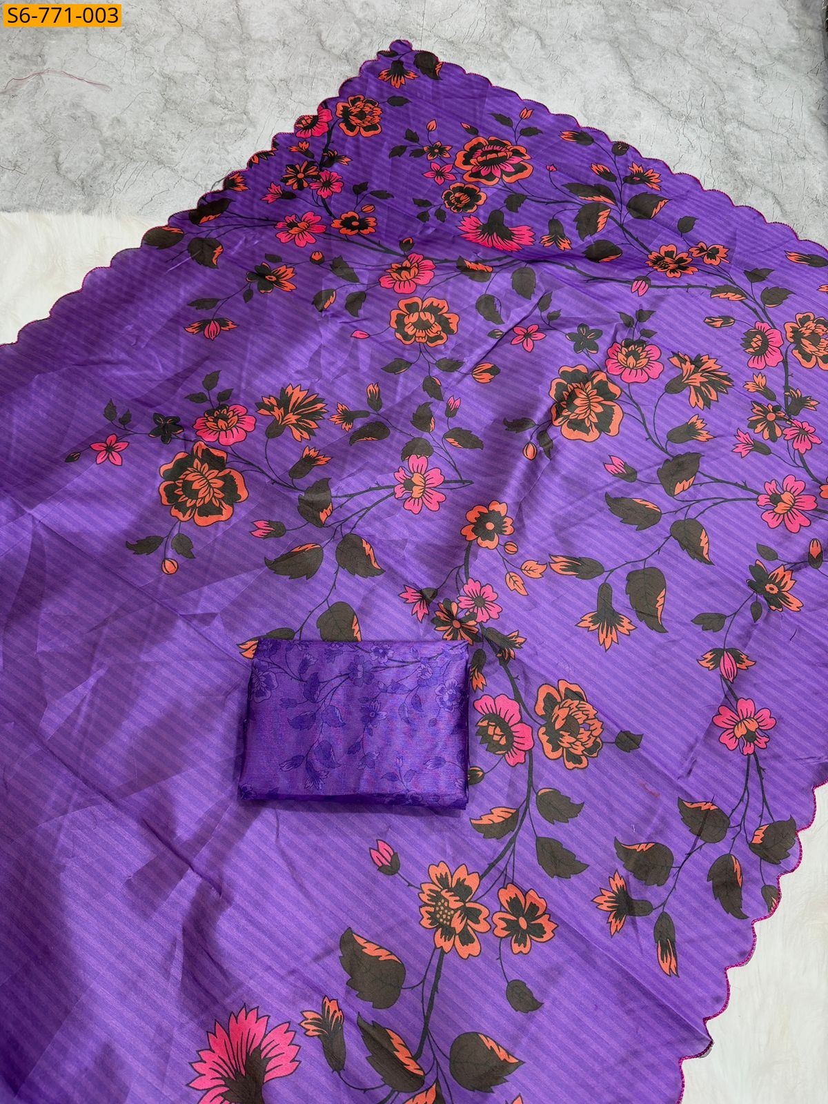 Violet Semi Tussar  Saree