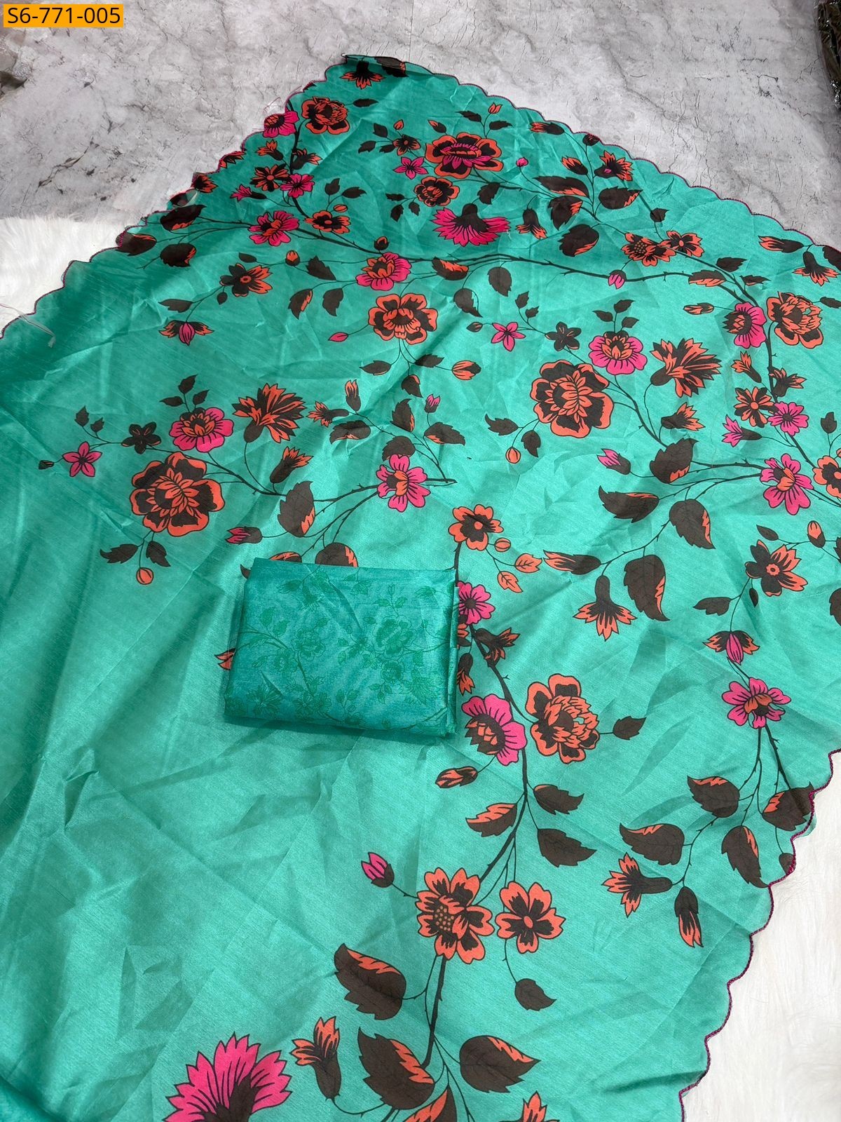 Green Semi Tussar  Saree