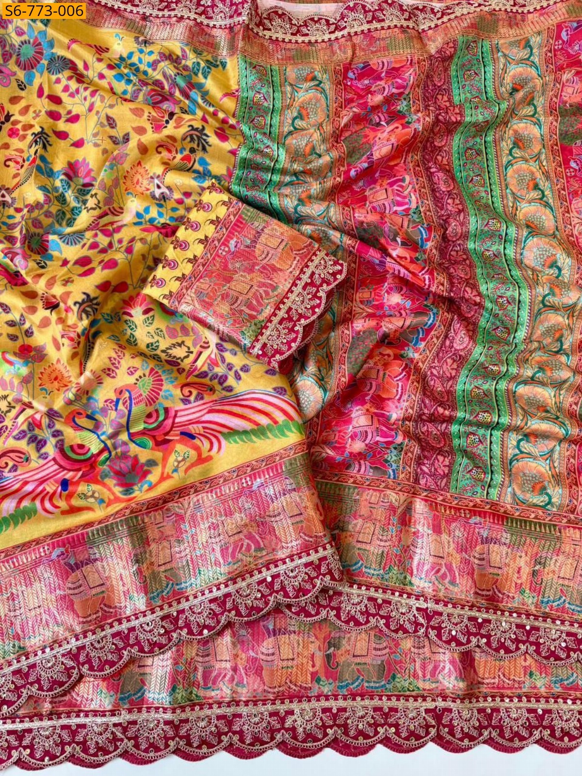 Yellow Fancy Dola Banarasi silk sarees