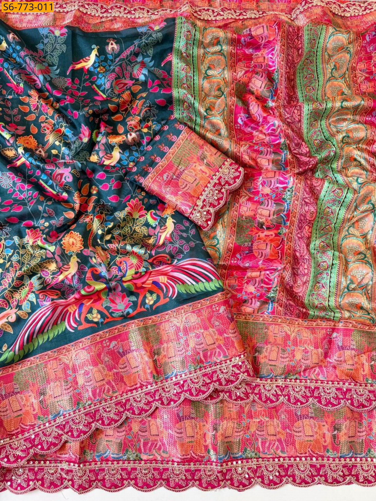 Rama blue Fancy Dola Banarasi silk sarees