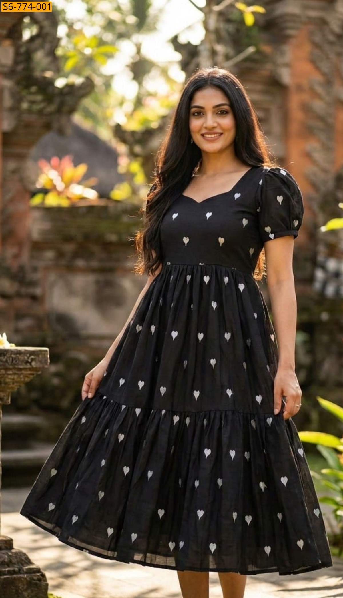 Black Fancy Maska blended Cotton Maxi