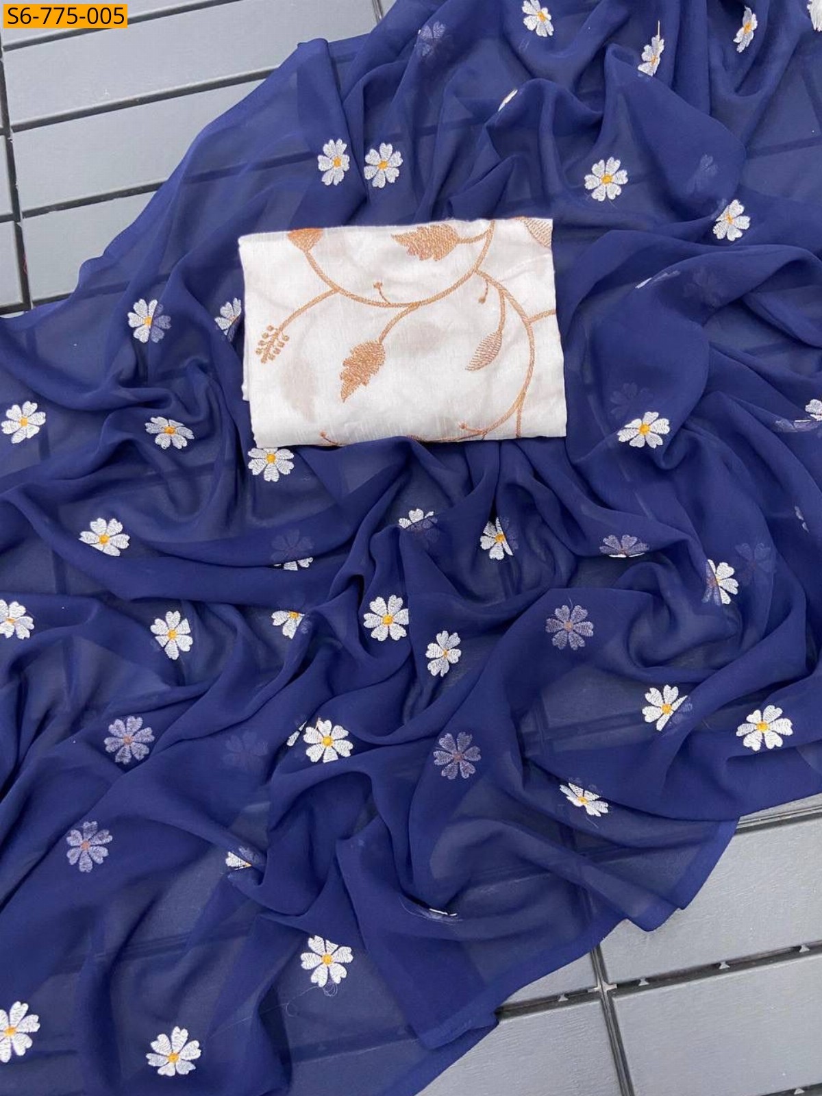 Navy Blue Fancy Georgette Saree