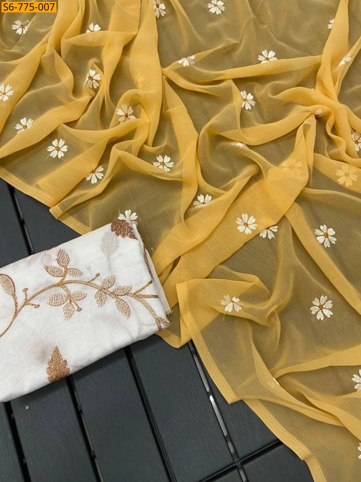 Yellow Fancy Georgette Saree