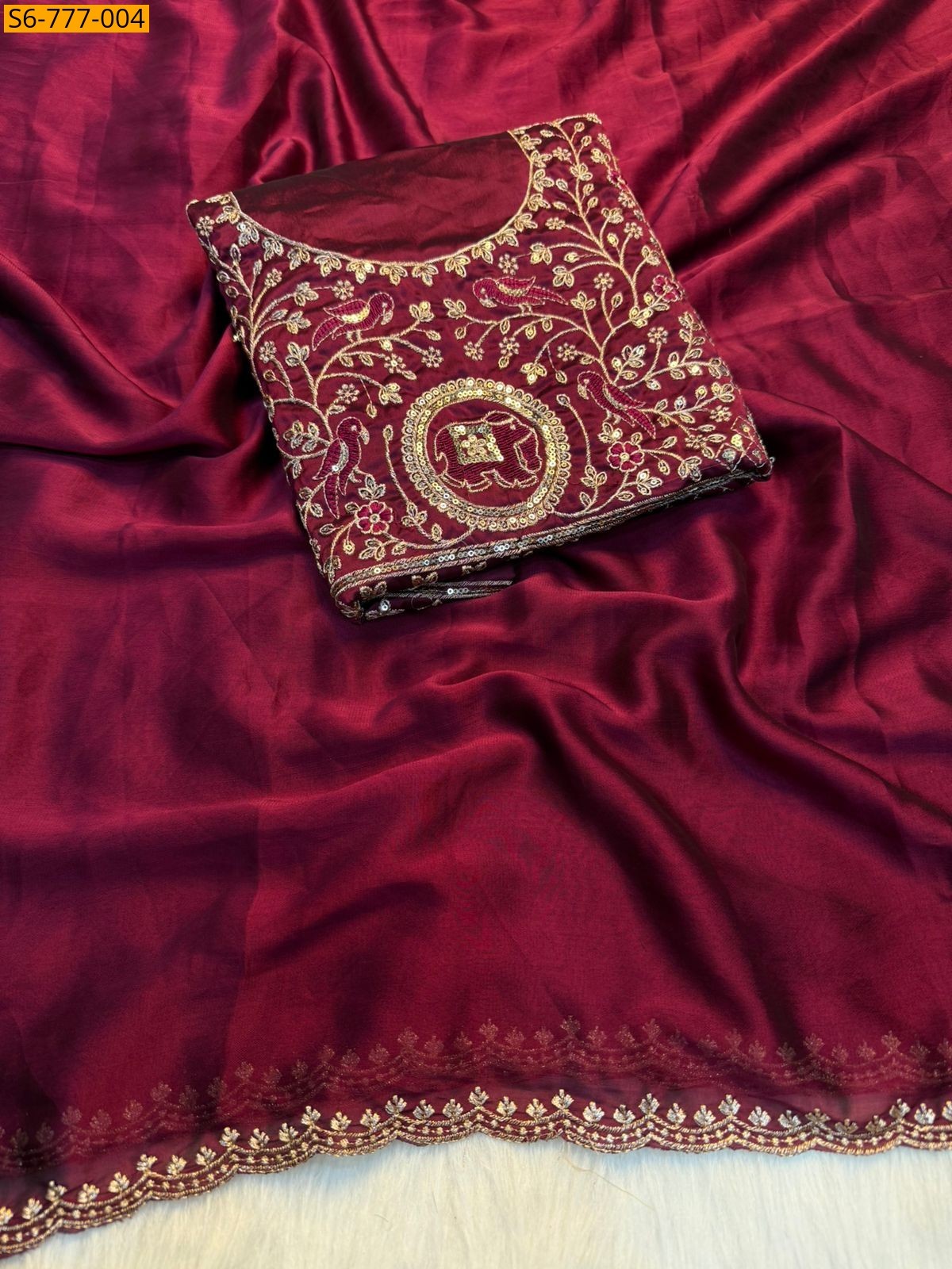 Maroon Fancy Soft Rangoli silk saree