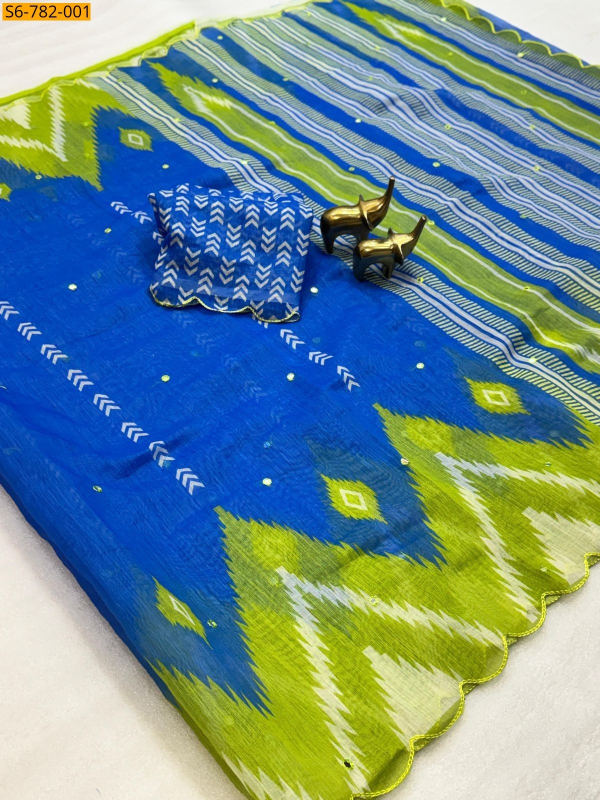 Blue Fancy Soft Linen Cotton Sarees