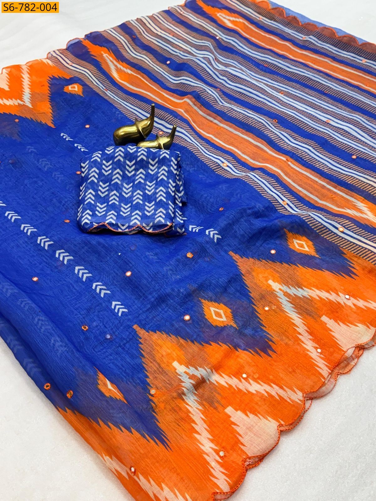 Blue Fancy Soft Linen Cotton Sarees