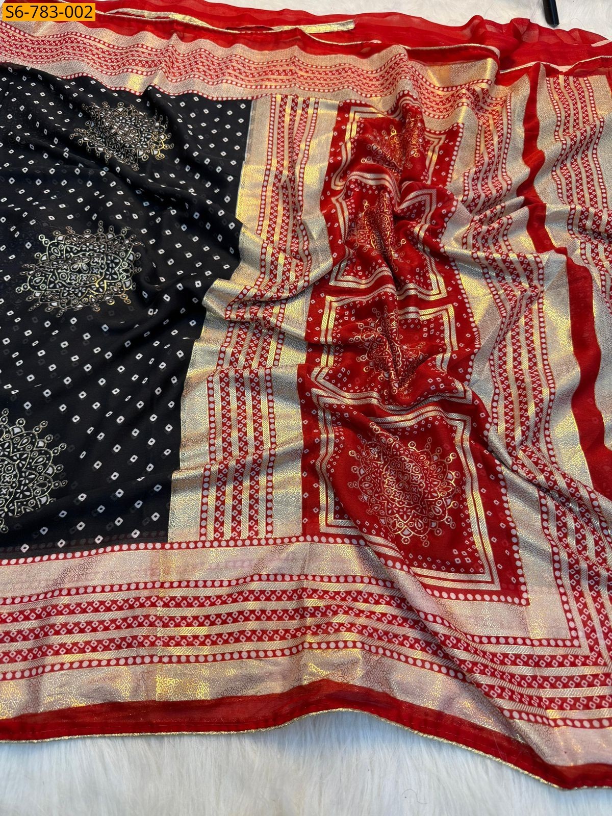 Black Fancy Soft Dola Silk Saree