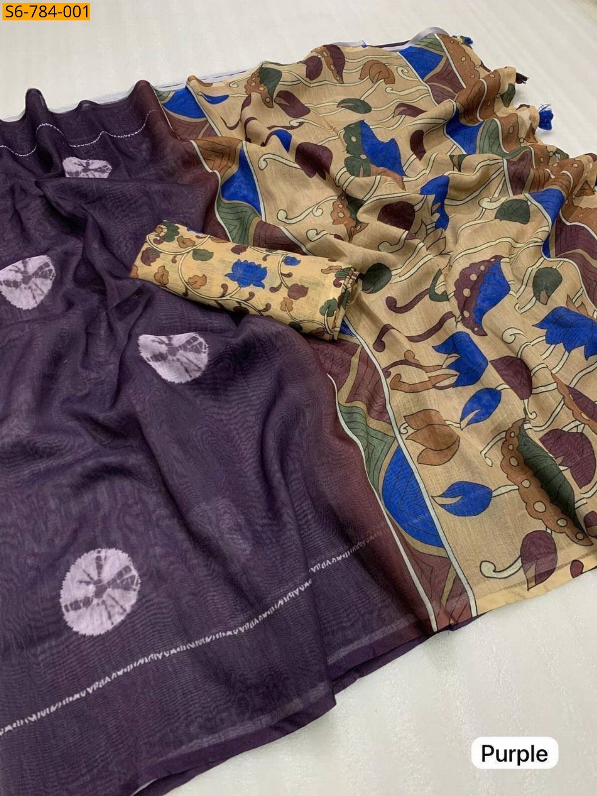 Purple Fancy Soft Lenin Sarees