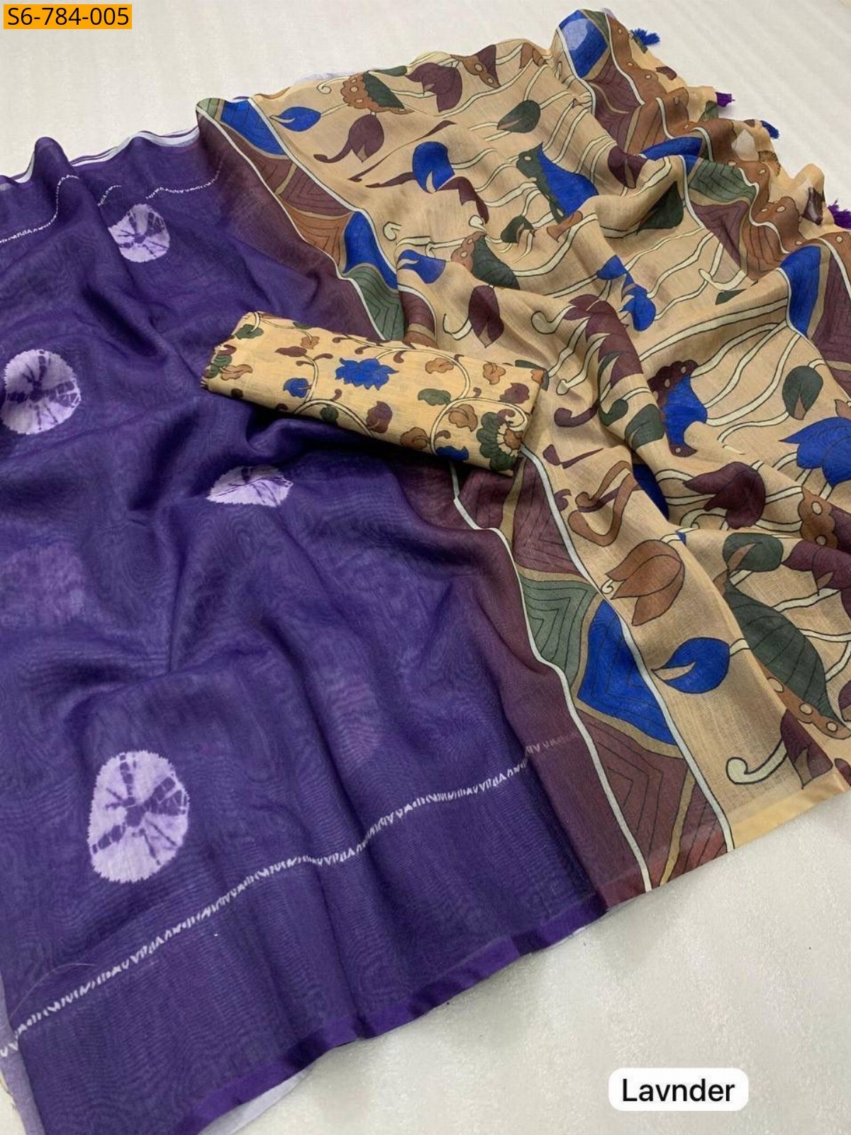 Lavender Fancy Soft Lenin Sarees