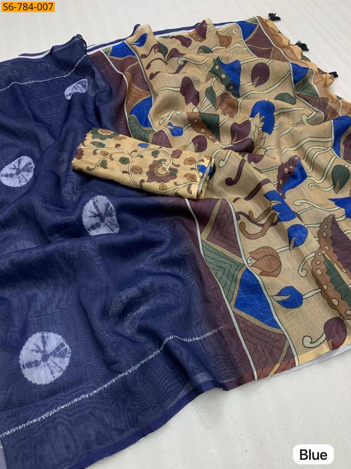 Blue Fancy Soft Lenin Sarees