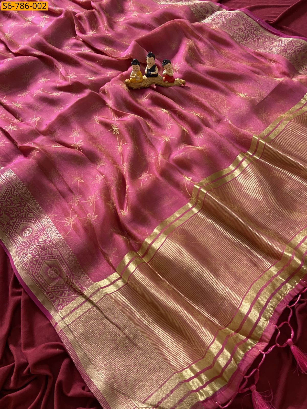 Baby Pink Fancy Soft Fendy Satin Saree