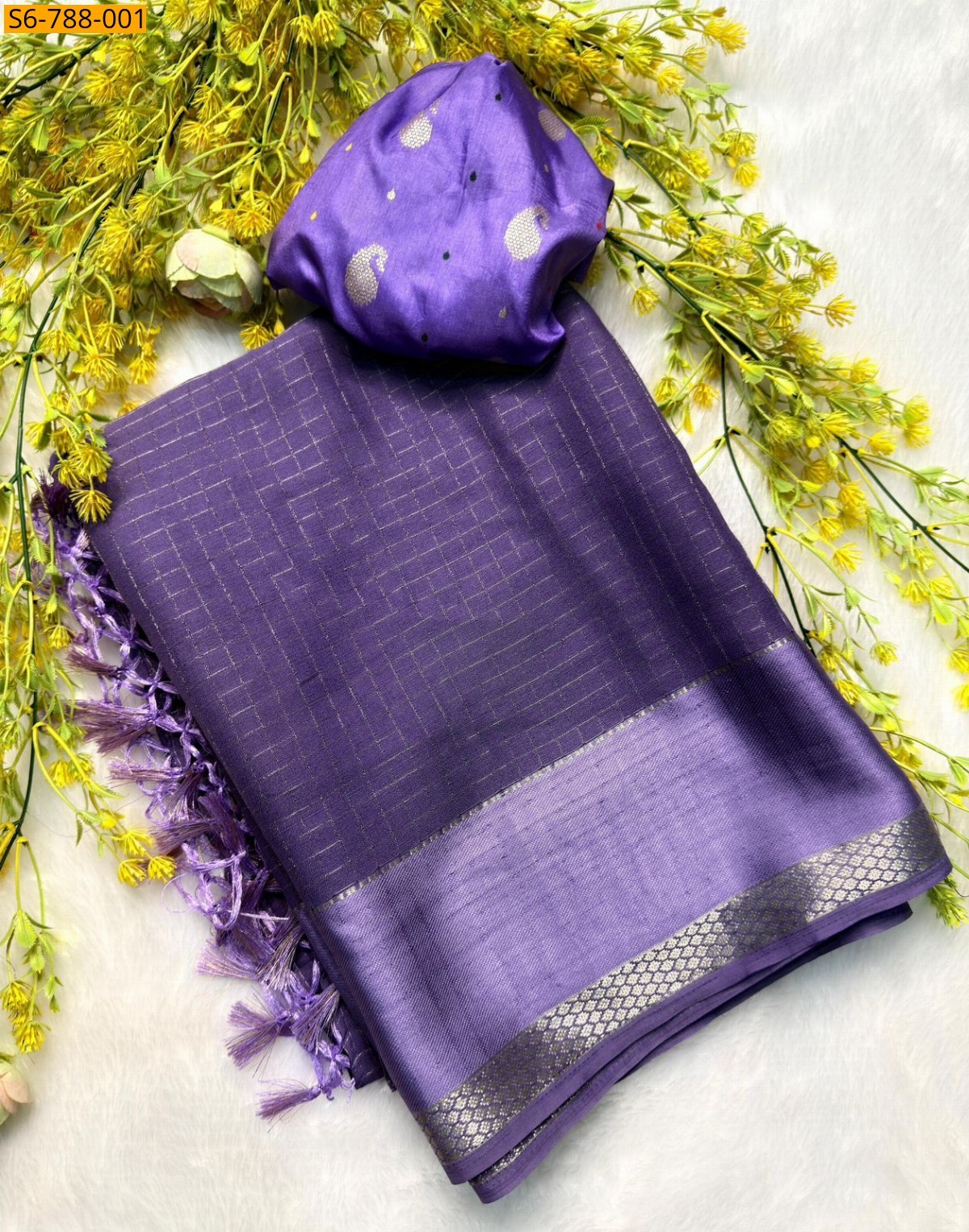 Purple Fancy Viscose Chinon Saree