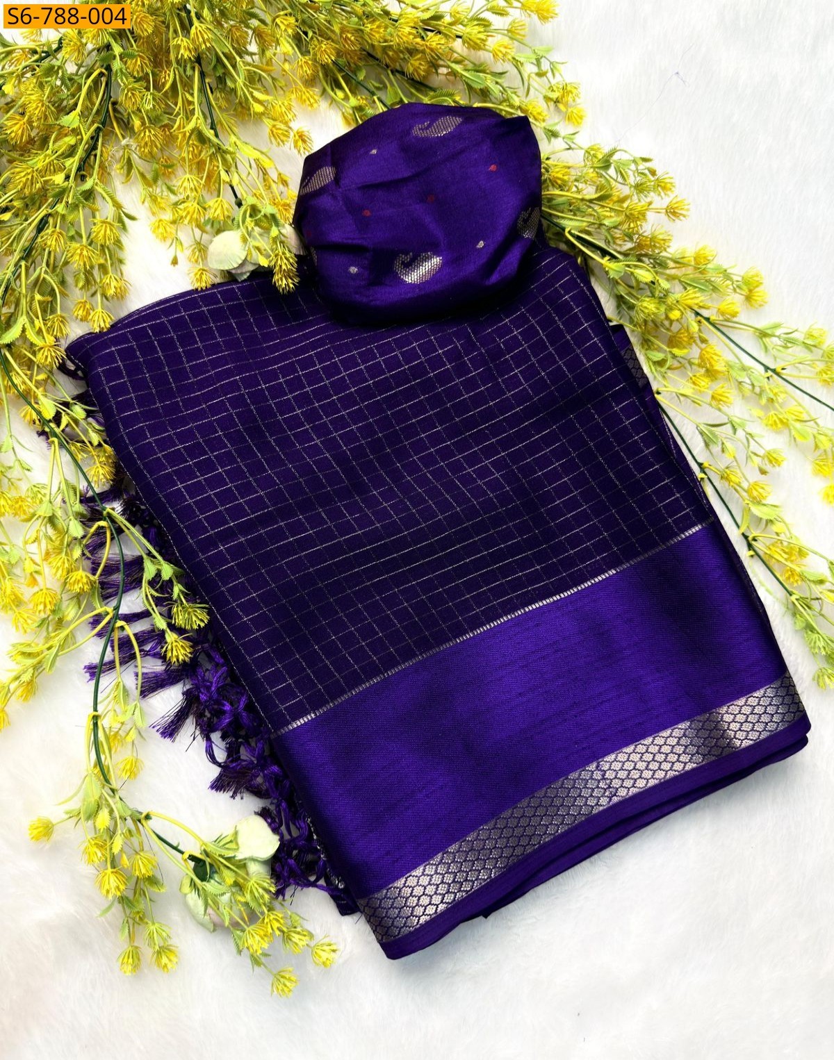 Blue Fancy Viscose Chinon Saree