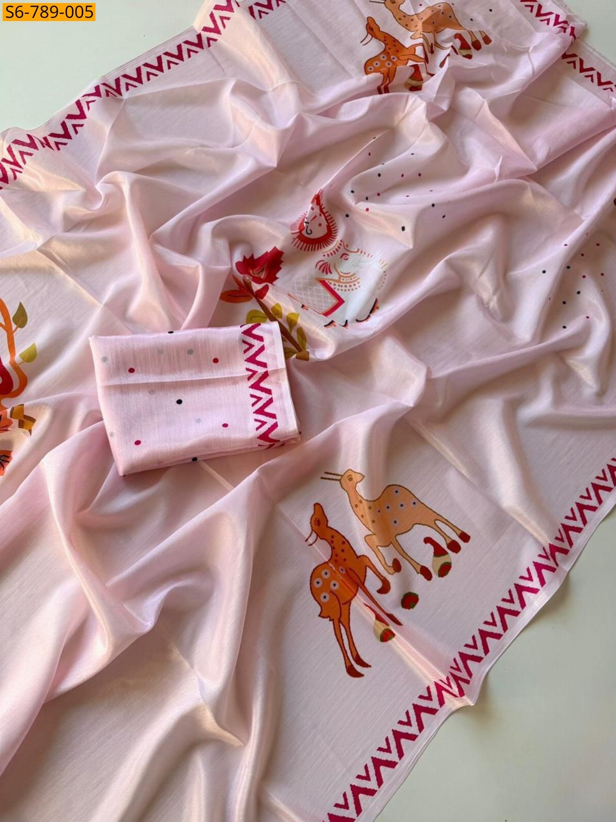Light Pink Fancy Soft Chinon Saree