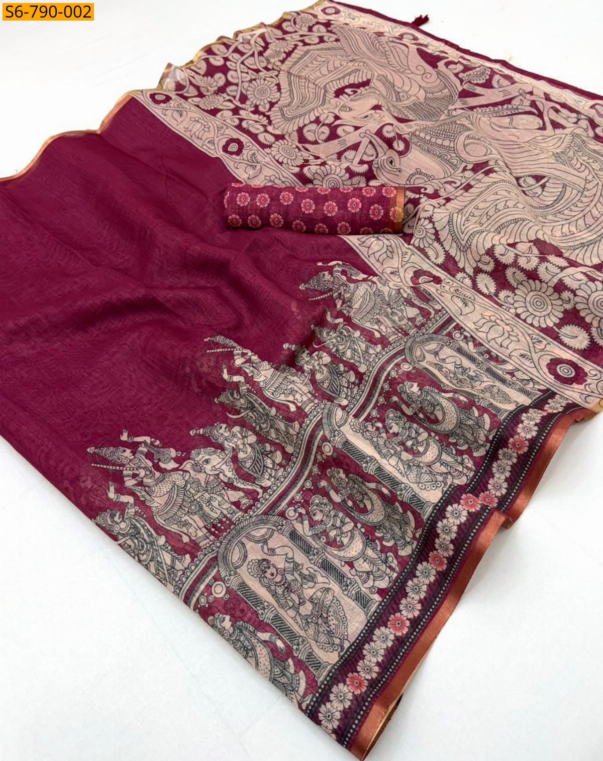 Magenta Fancy Soft Cotton based Linen Saree